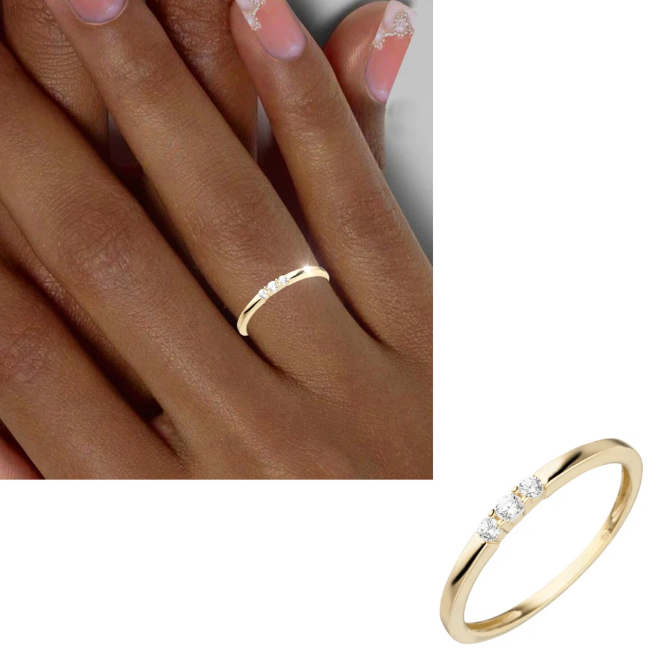 Vorsteckring 333 echt Gold Steine 8 Karat Damen Stapel Ring Gr 50 52 54 56 58 60 - Bild 2 von 2