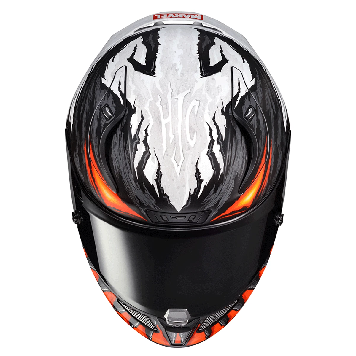 Casco de motocicleta HJC RPHA 11 Marvel Anti Venom MC1SF blanco negro rojo