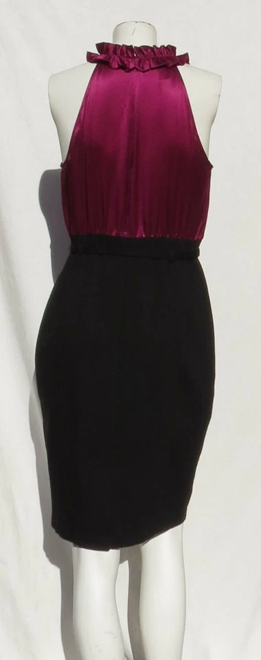 INC Magenta Elástico Seda Volantes Negro Ponte Tejido Vaina Vestido Fiesta EE. UU. 8 COMO NUEVO Foto 4 de 4