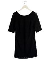 Monsoon Black Lace Dress Smart Casual Floral Designer Short Sleeve Size 14 12