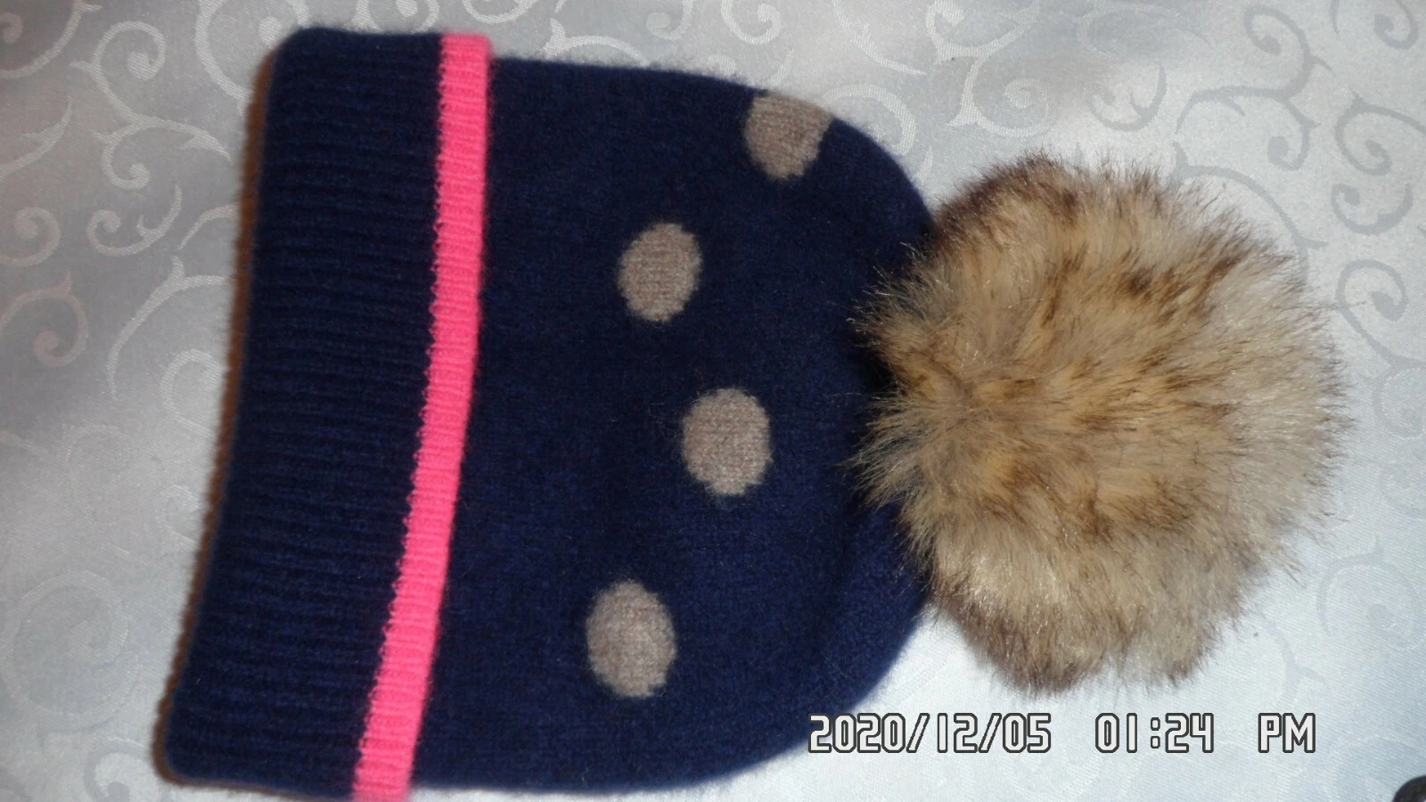 100% Soft Cashmere Baby Pom Pom Beanie Hat Britain White Stuff Navy 51-53 Size