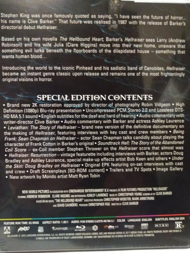 Hellraiser 2018 30th Anniversary Blu Ray Arrow Video SteelBook New - Picture 5 of 5