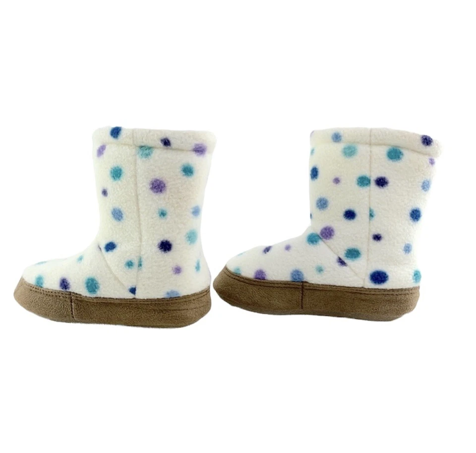 Lands End 学步儿童女孩波点抓绒踝靴拖鞋,尺寸 5 434564 — 第 2/4 张图片