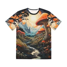 All Over Print T Shirt Psychedelic Mushroom Trippy AOP Rave Festival Fantasy