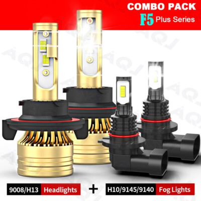 For 2007 2008 2009 Chrysler Aspen LED Headlight Hi/Lo+Fog Light Bulbs Combo 4x