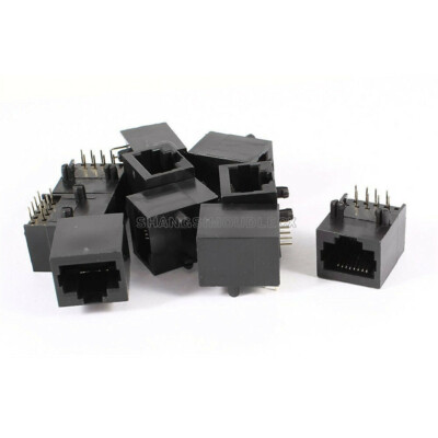 10PCS  RJ45 8P8C Jack Modules PCB Mount Network Internet Connectors Module Black