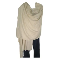 Cashmere|Shaw/Throw|HandLoomed|Nepal|"Natural"|2 Color Mix| Ivory & Lt Gray