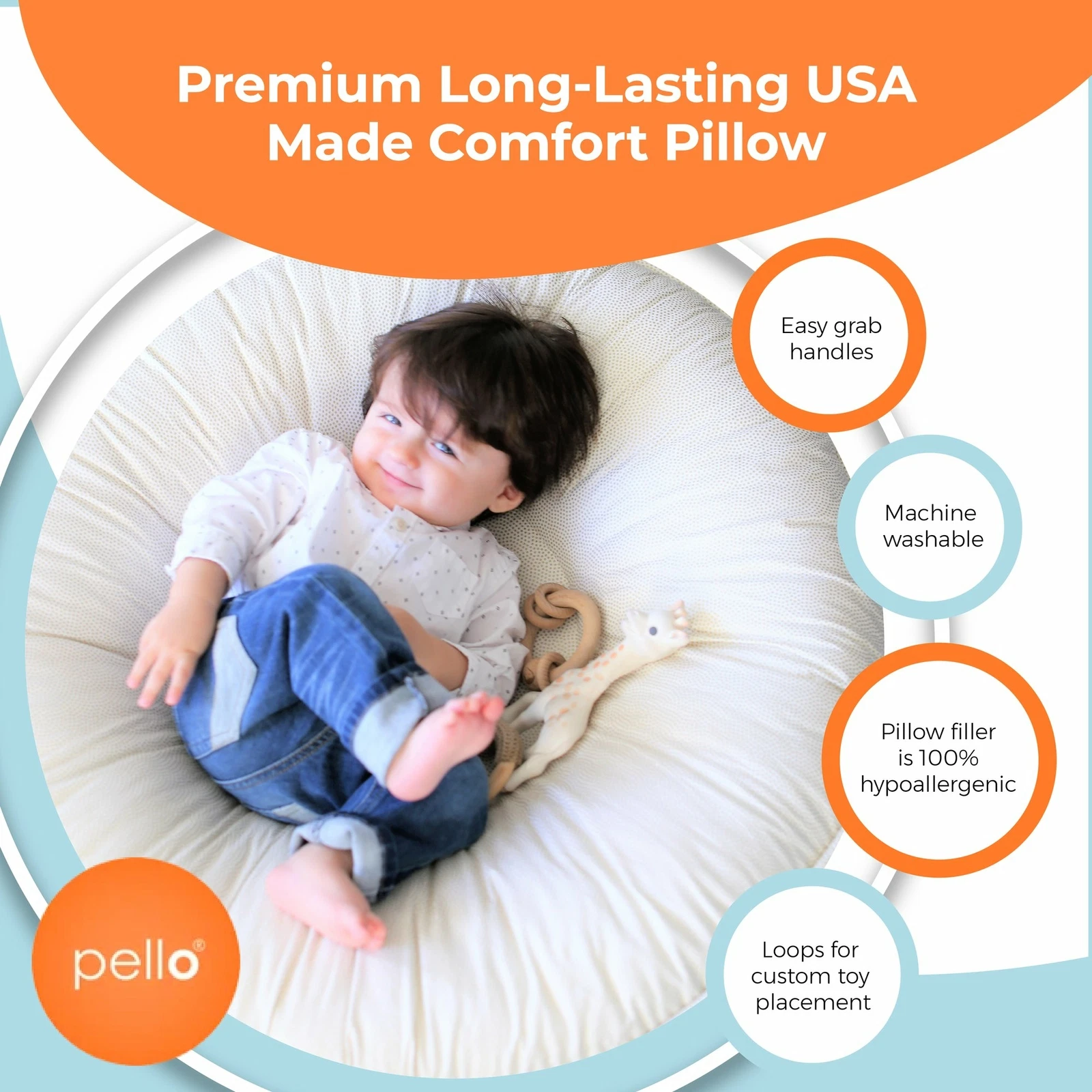 Pello Multi-use Luxe Baby-Toddler Floor Pillow