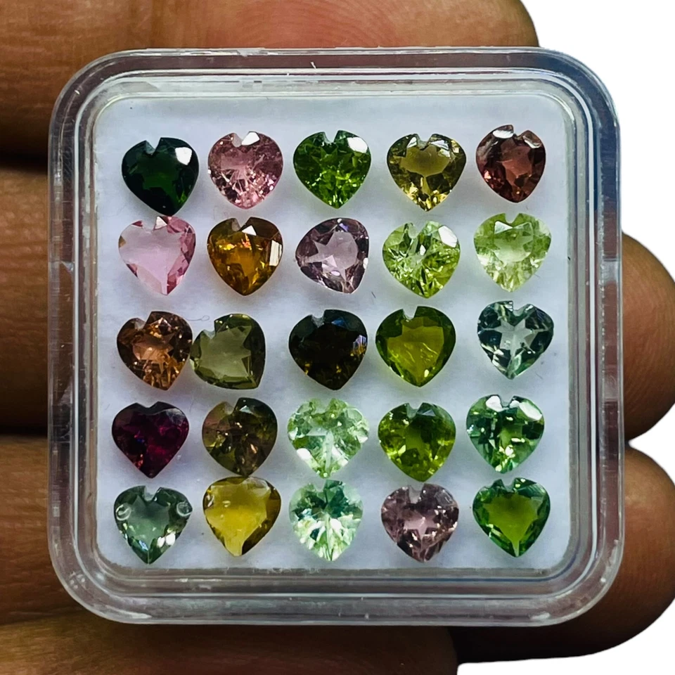 25 Pcs Natural Tourmaline 4x4mm Heart Cut Multi Color Loose Gemstones 5.70 Cts - Image 4 of 4