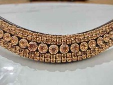 Leather Designer Clear Crystal Stylish Golden Chain Browband For Horse Bridle.