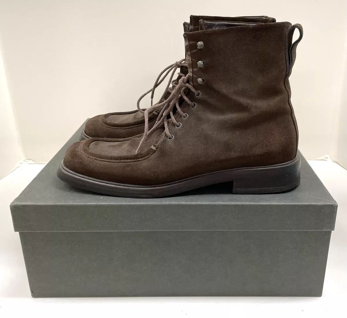Vintage Gucci Brown Suede Lace up Combat Boots Size 7.5