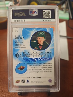 2020 Upper Deck SP Rookie Authentics Blue Kirill Kaprizov #129 PSA