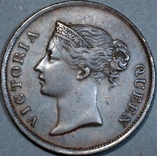 1862 Malaysia, British Malaysia, Straits Settlements Large Cent EF