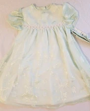 NWT Brooke Lindsay Girls Light Green Dress 4T Short Sleeve Kids Headband Easter