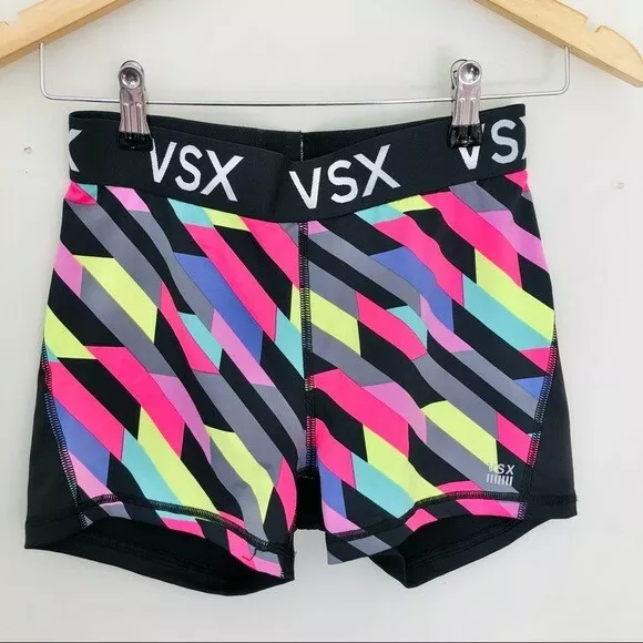 Victorias Secret VSX Sport The Player Hot Shorts Small Spandex Neon Stripes