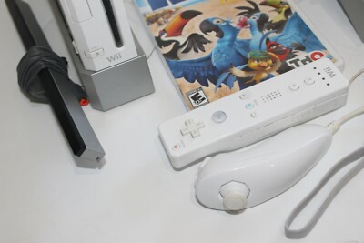 Nintendo Wii Console Bundle RVL-001 w/ Stand Sensor Cable and Rio