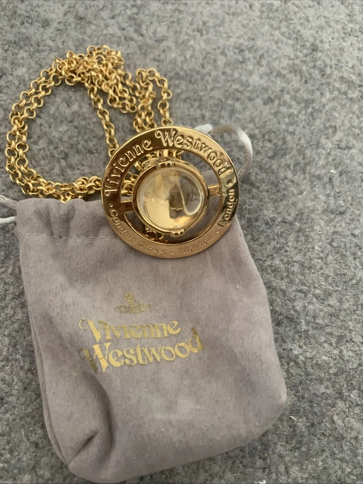 Vivienne Westwood Necklace Gun Metal Orb Pendant with gold - Image 3 of 4