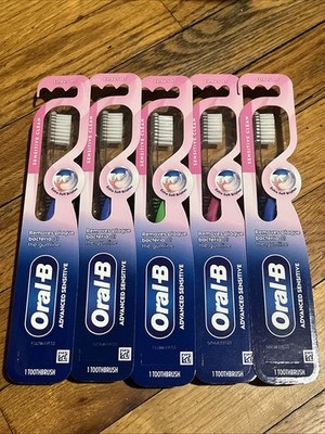 5 Oral B Advanced Sensitive, Extra Soft Bristles Toothbrush (Lot Of 5)