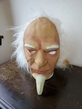 Vintage 2003 Paper Magic Group Old Man Wizard White Hair Scary Halloween Mask