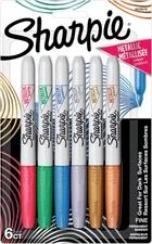 Sharpie Metallics 6 Count Metallic Assorted Colors, 6 