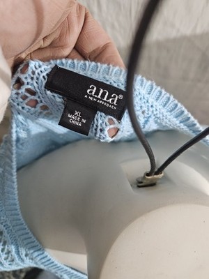 ana A NEW APPROACH Light Blue Open Knit Pullover Sweater XL Long Sleeve