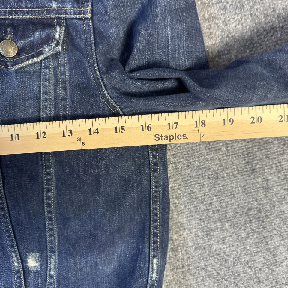 Polo Ralph Lauren Denim Jacket Corduroy Collar Kids Size L Distressed Blue - Image 4 of 4