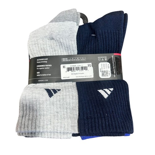 Adidas Kids Socks Crew Multi-Colored Size 5Y-7Y 6Pair - Picture 3 of 3