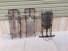 antique childrens sleds x3
