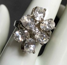 8182 VNTG Sterling 925 CZ timeless cluster Sz 8 Ring 6.6 grams