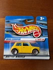 Vintage Hot wheels model car, Mini Cooper Yellow chequered roof Mattel 2000 090