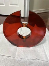 MCM Red Lucite Centerpiece Bud Vase Charles Hollis Jones Style Vtg Heavy 4.5 Lbs