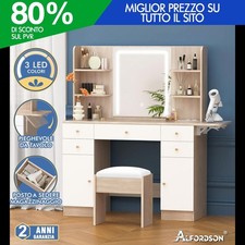 ALFORDSON Toeletta Sgabello Trucco Specchio LED Vanità Scrivania Camera da Letto