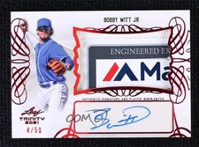 2021 Leaf Trinity Patch Red 4/50 Bobby Witt Jr #PA-BWJ Patch Auto 0c3e