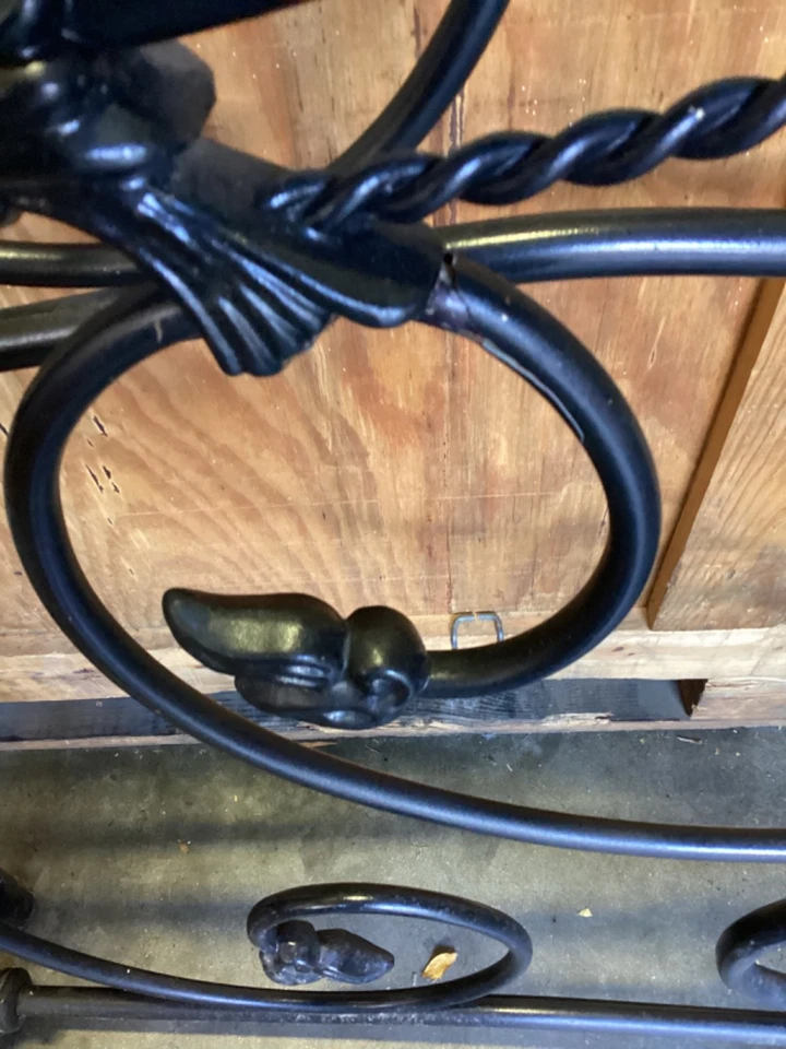 Black wrought iron head board and footboard for full size bed. 62” x 60.5” - Image 3 of 4