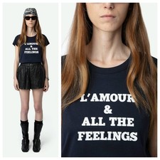 Women French Zadig &Voltaire Print Letter Cotton Short Sleeve T-Shirt Tops SML