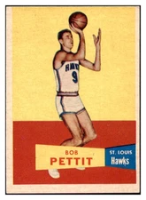 1957 TOPPS # 24 BOB PETTIT HAWKS VG-EX SET BREAK 529630 (KYCARDS)