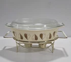 Vintage PYREX Golden Hearts Promotional Casserole 045 2 1/2 Qt W/ Candle Warmer