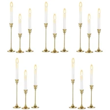 Set of 15 Gold Candle Holders for Candlesticks, Taper Candle Holders, Tall Metal