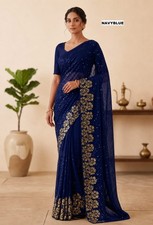 SAREE BLOUSE INDIAN NEW SARI PAKISTANI WEDDING DESIGNER BOLLYWOOD PARTY WEAR