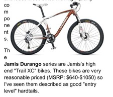 Jamis T6, 7005 triple butted aluminum frame