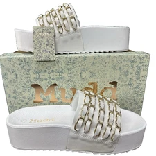 Mudd Platform Slode Sandal White Chain Women's Comfort Summer Fashion Diva