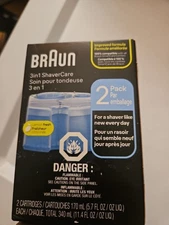 New Sealed Braun 3in1 ShaverCare Shaver Care 3-in-1 2-Pack Lemon Fresh Cartridge