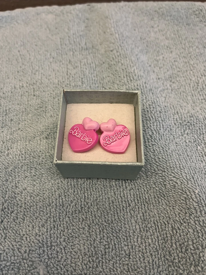 Pendientes Barbie Corazón Vintage 1989 Plástico Foto 4 de 4