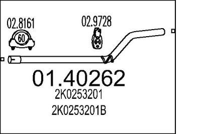 MTS 01.40262 Exhaust Pipe for VW
