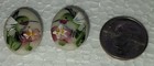 Estate Lot Vintage Pierced Earrings 1 Hand Painted / 1 Carved MOP / 1 Cloisonne — photo 2