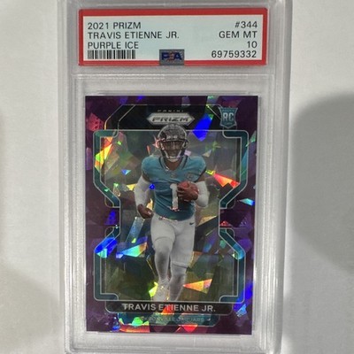 Panini 2021 Prizm Travis Etienne Jr Rookie RC #344 Purple Ice /225 PSA 10