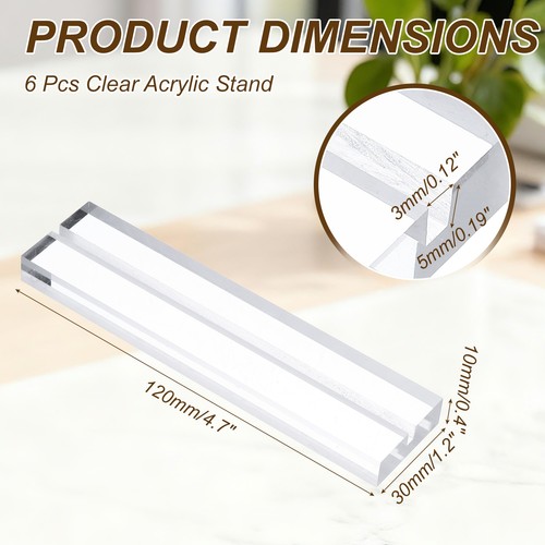 6 szt. przezroczysty akrylowy stojak, kwadratowe uchwyty na karty 4,7 cala z gniazdem 1/8", 120 x 30 mm - Zdjęcie 2 z 7