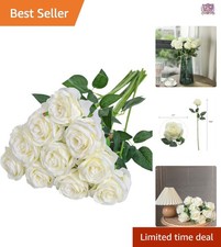 Fake White Rose Bouquet Silk 10pcs Wedding Party Home Decor Gift