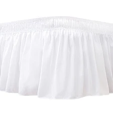 Biscaynebay King & Cal King Bed Skirts 16" Drop White Elastic Dust Ruffles