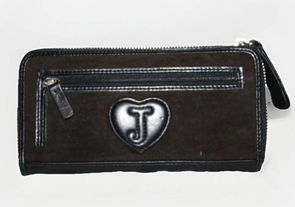Бумажник Juicy Couture No 1 велюр - коричневый замшевый и кожаный - на молнии около 2000-х - Изображение 4 из 4